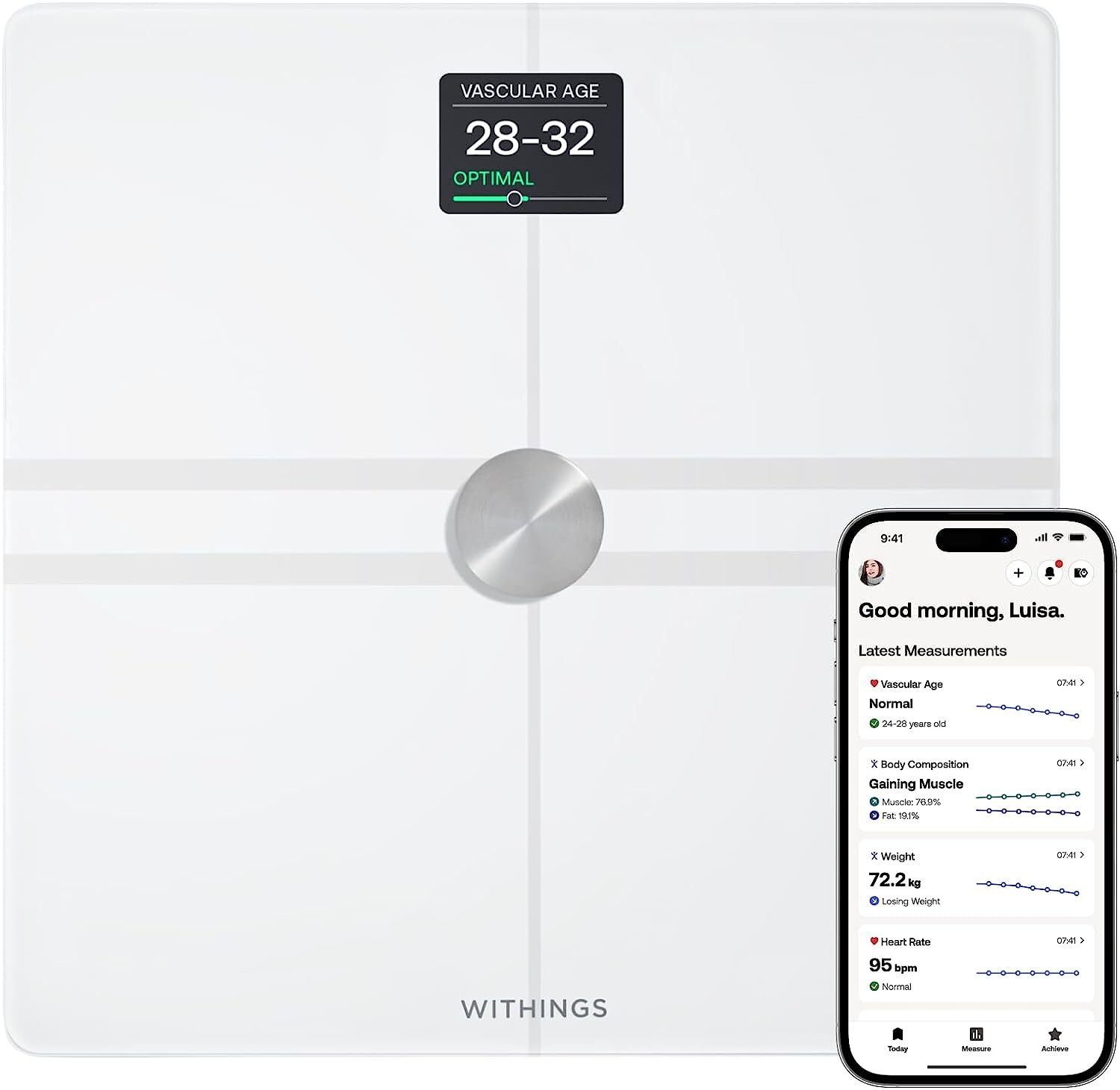 GENUINE Withings Body Smart Cardio Heart Health Wi-Fi Smart Scale 8 Users  White