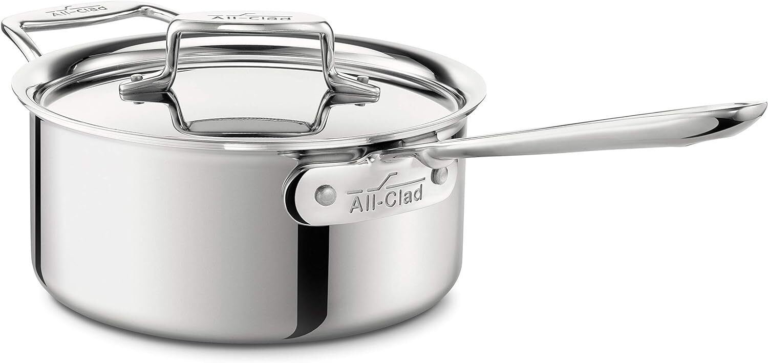 All-Clad 4203 Stainless Steel Tri-Ply Bonded Dishwasher Safe Sauce Pan with  Lid / Cookware, 3-Quart, Silver 