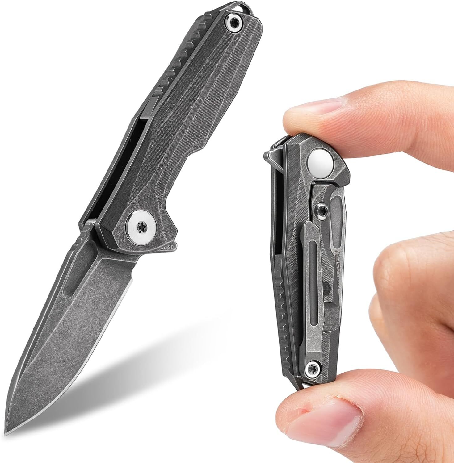 KeyUnity KK01 Titanium Folding Knife, Utility EDC Pocket Knife with #24 Replaceable  Blade, for Outdoor Hunting, Camping, Fishing, Hiking for Men & Women  (Suminagashi Pattern)